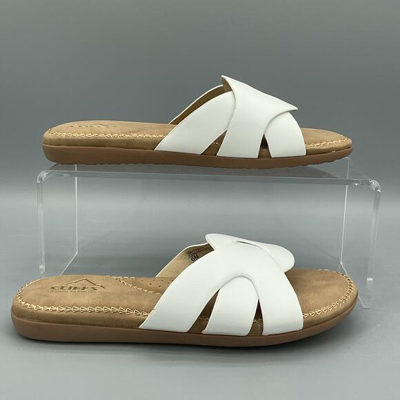 NEW Cliffs by White Mountain Women’s Fortunate Slide Sandals White Size 6M - Picture 1 of 10